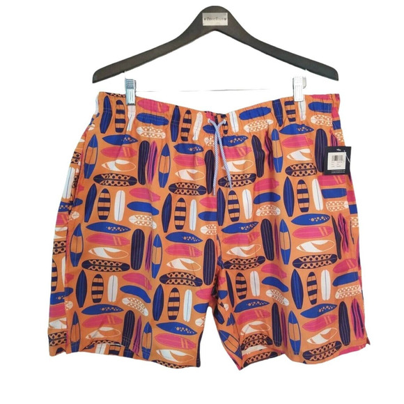 Tailor Byrd‎ surf board Print Drawstring Swim Trunks Size Men's XXL 40 7''in - Picture 1 of 11